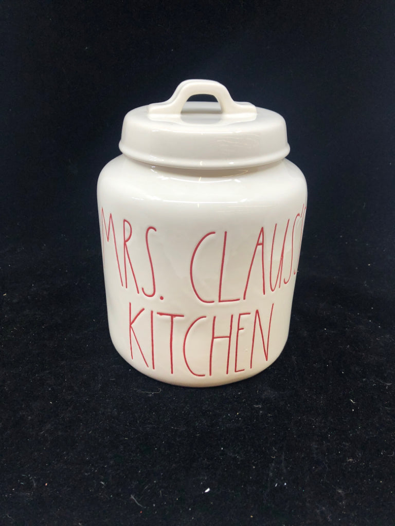 RAE DUNN MRS CLAUS KITCHEN CANISTER.