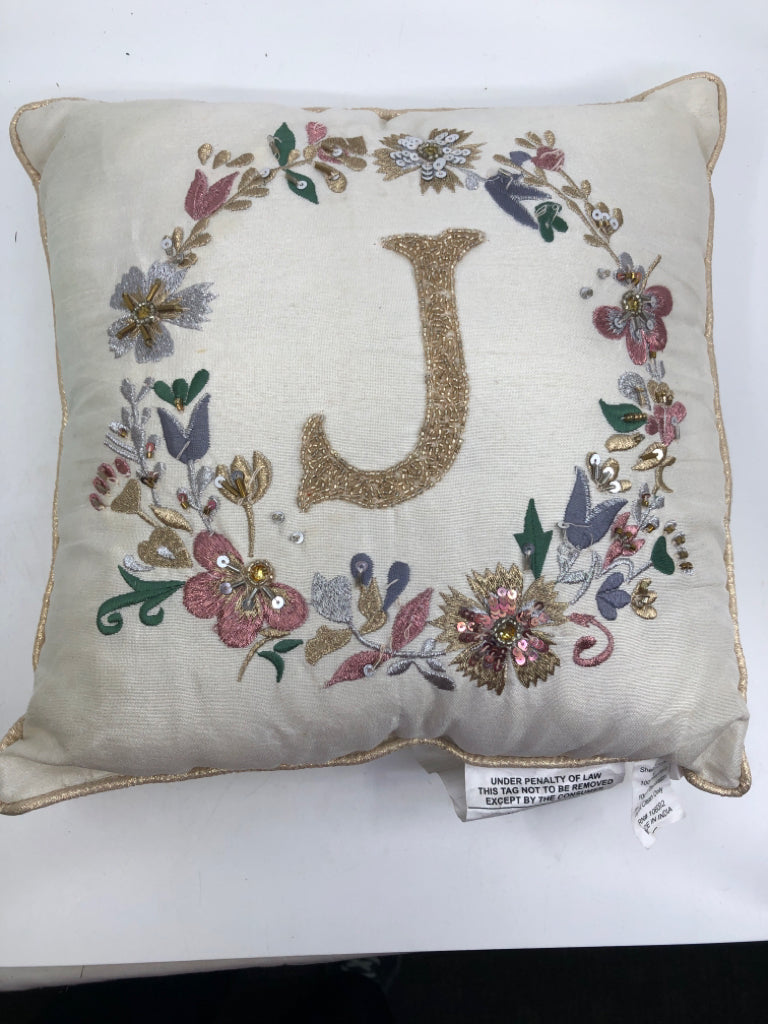 SMALL BEADED "J" PILLOW