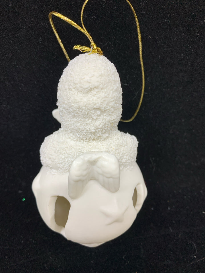 SNOWBABIES HOLDING A STAR BELL ORNAMENT.