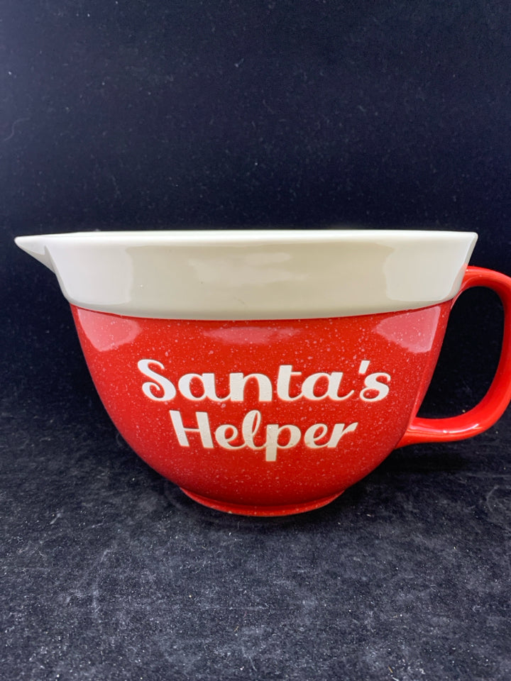 SANTAS HELPER RED CERAMIC MIXING BOWL.