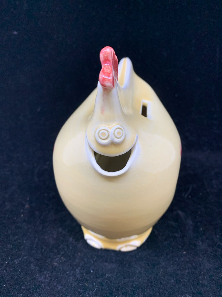 CREAM CERAMIC CHICKEN BANK.