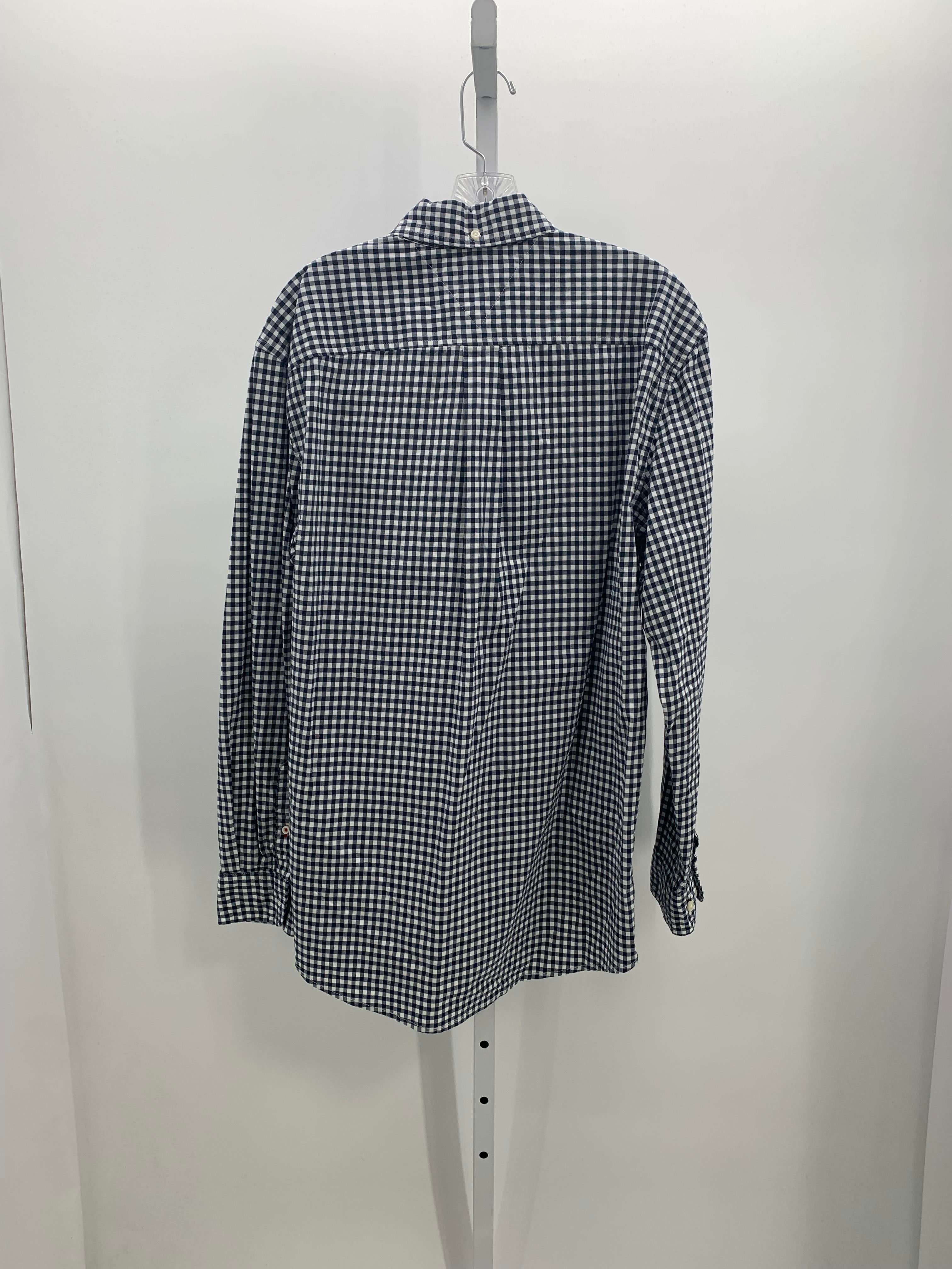 WHITE/NAVY CHECK BUTTON DOWN