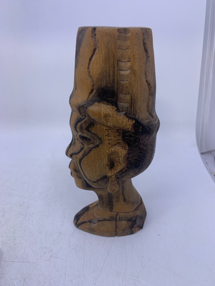 2-TONED WOOD CARVED FOLK ART HEAD/NECK.