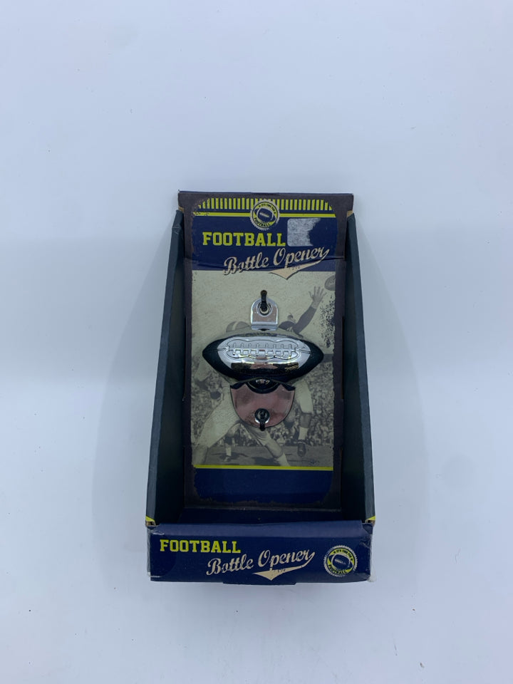 NIB STAINLESS STEEL FOOTBALL BOTTLE OPENER.