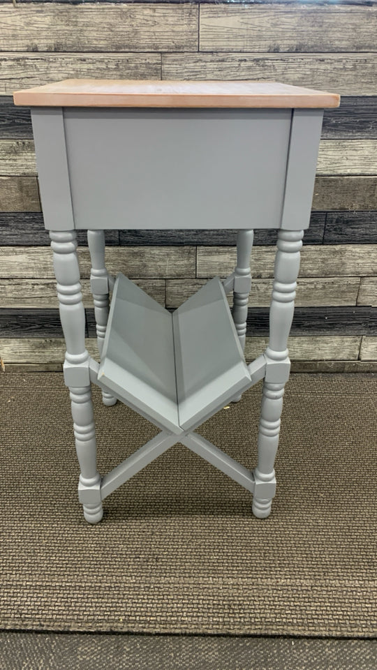 "X" FRAME NIGHTSTAND W/WOOD TOP.