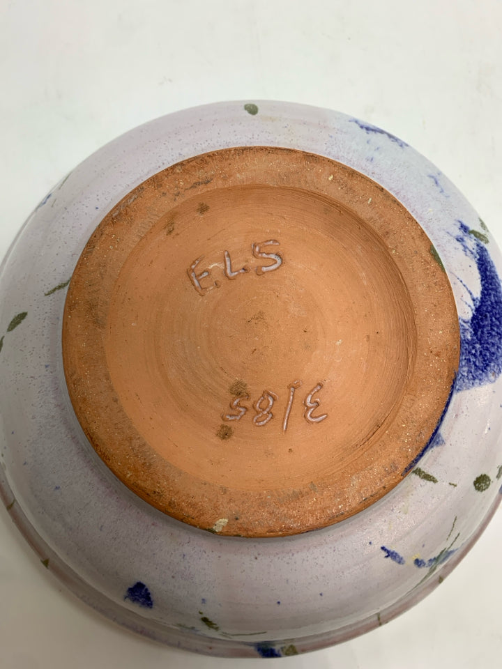 BLUE SPLATTER POTTERY BOWL.