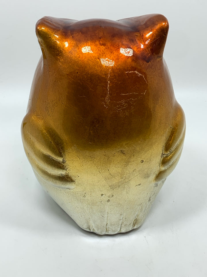 SILVER/GOLD OMBRE OWL FIGURE.
