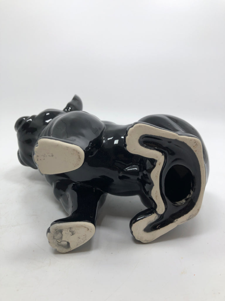 BLACK BULL-DOG CERAMIC FIGURE.
