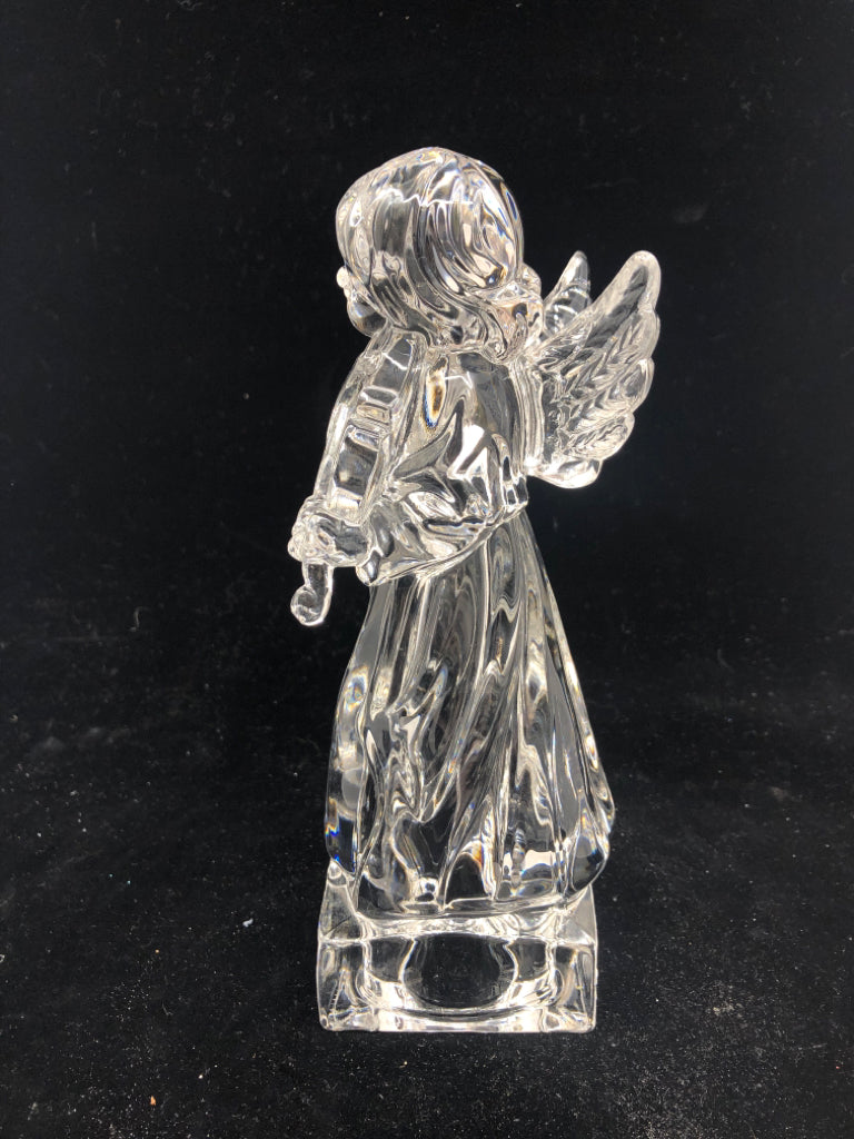 HEAVY GLASS ANGEL WITH VIOLIN .