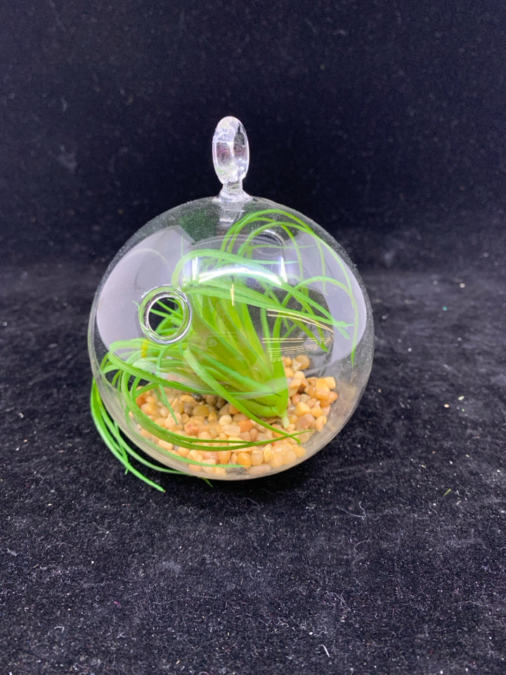 GLASS HANGING TERRARIUM- FAUX PLANT.