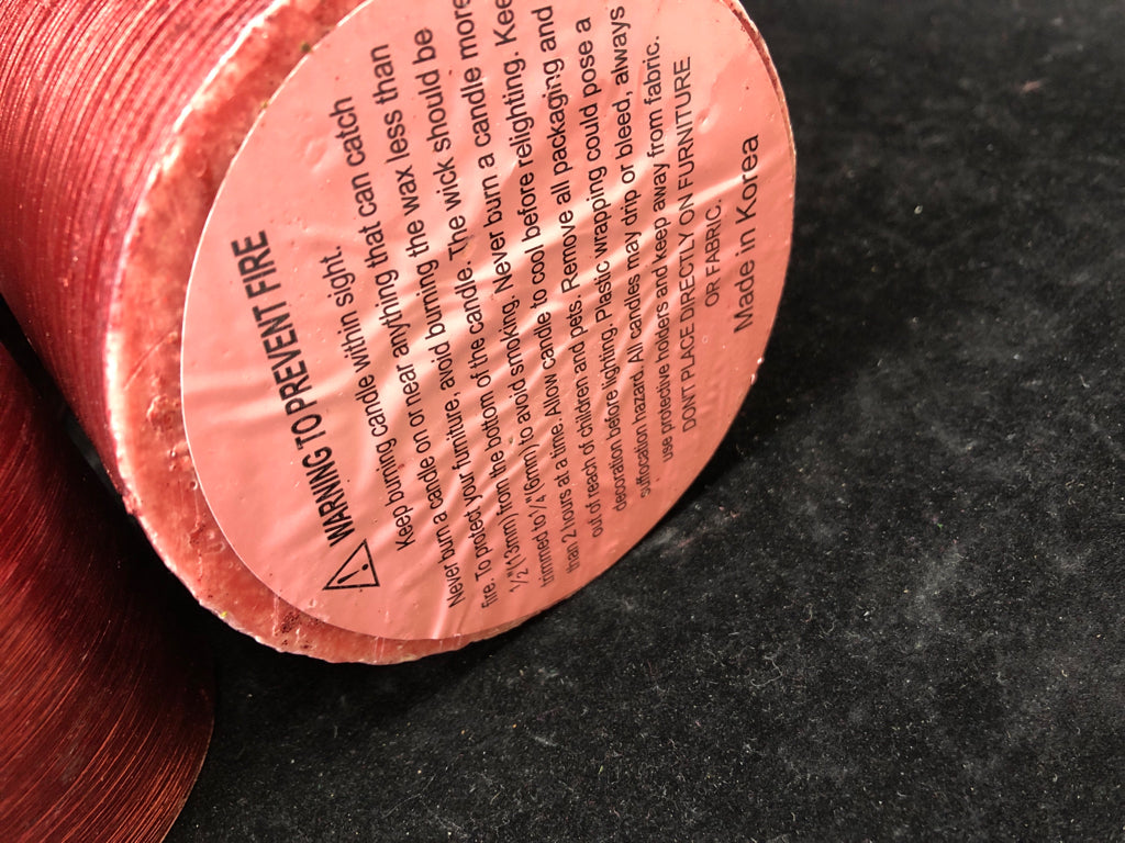 3 RED GLITTER CANDLES.