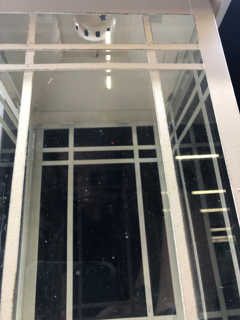 CREAM DISTRESSED LANTERN GLASS PANES.