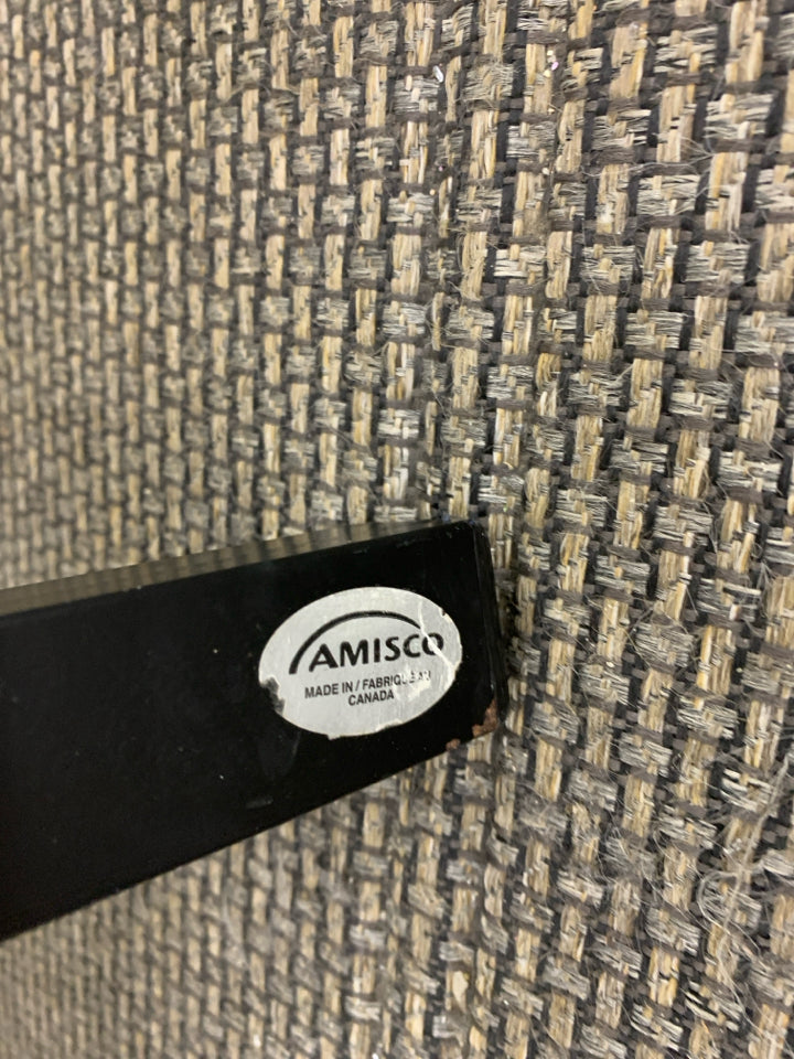 2PC SWIVEL BAR STOOL WITH SILVER METAL BACK & GRAY FABRIC SEATS AMICA.