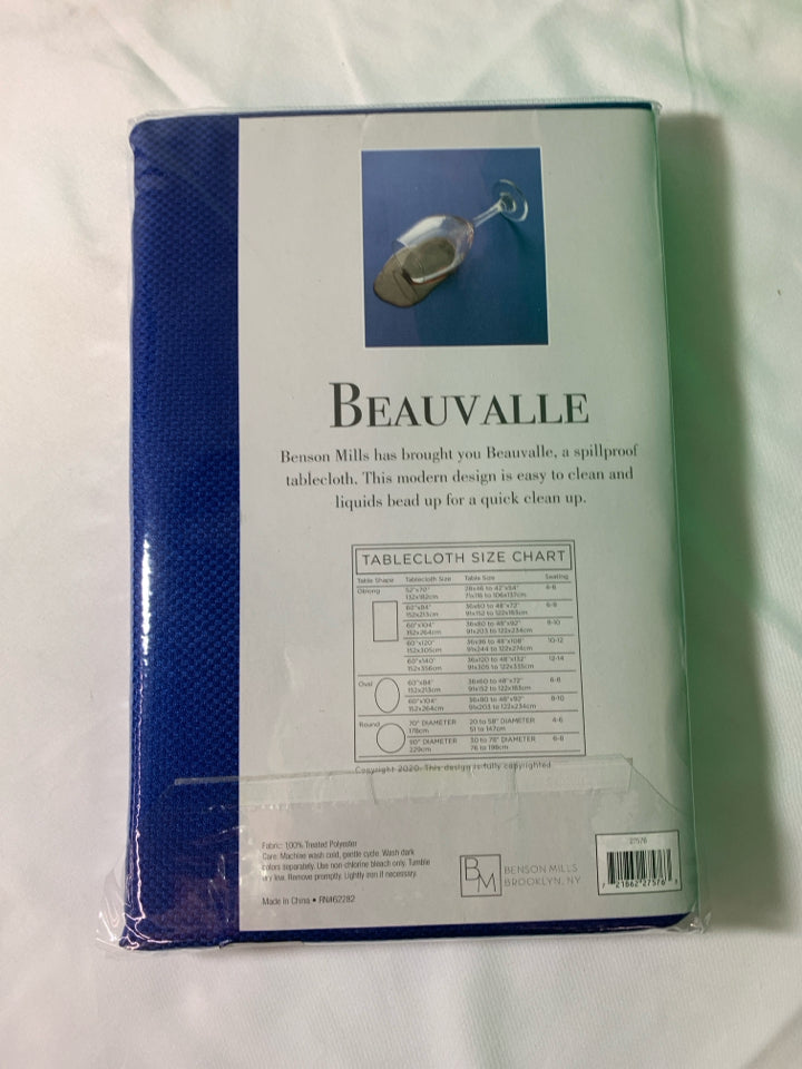 NIP BLUE TABLECLOTH-OBLONG 60" X 84"