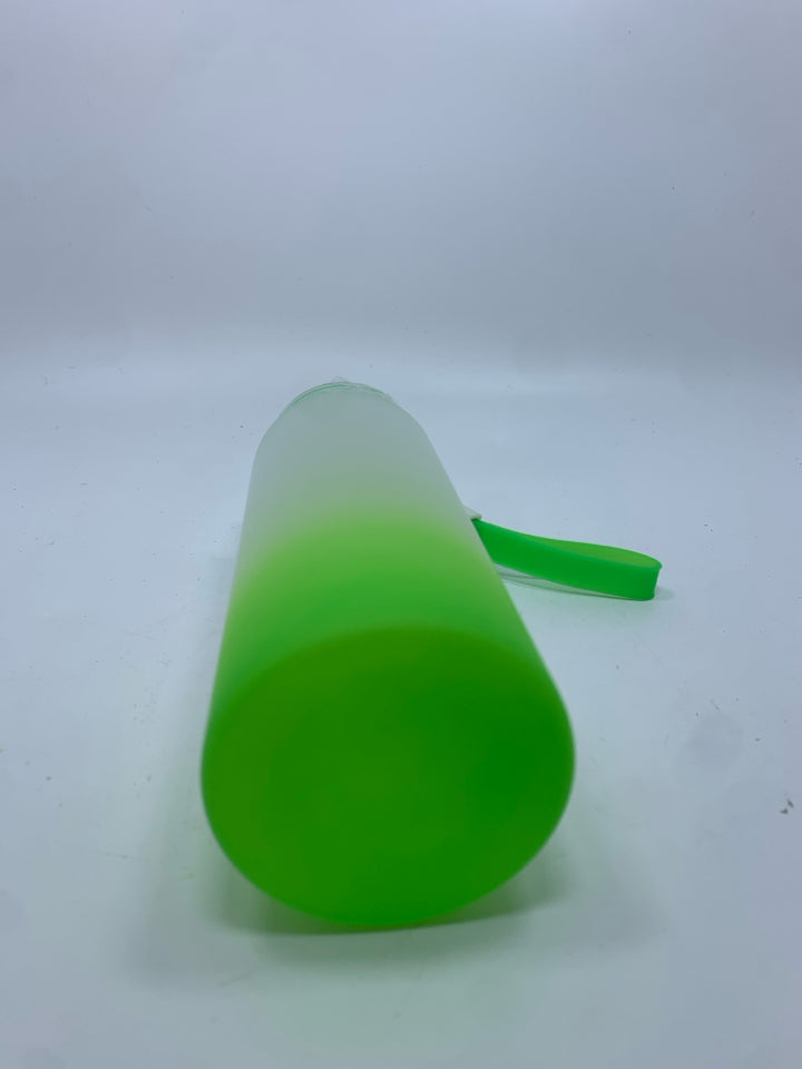 NIB FROSTED GREEN GLASS TRAVEL CUP.