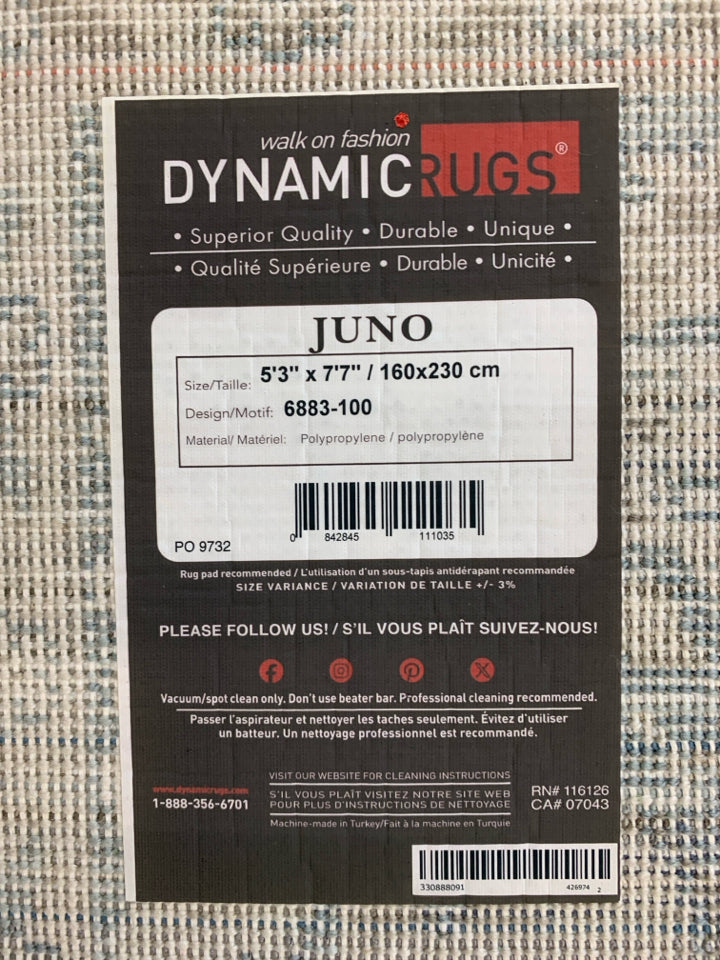 GRAY & BLUE RUG JUNO DYNAMIC RUGS.