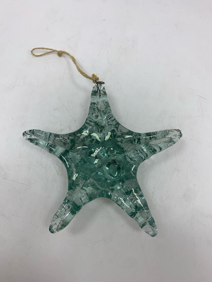 TEAL GLASS BLOWN STARFISH.