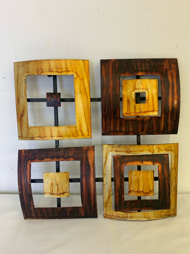 ABSTRACT BROWN SQUARE PATTERN WALL HANGING.