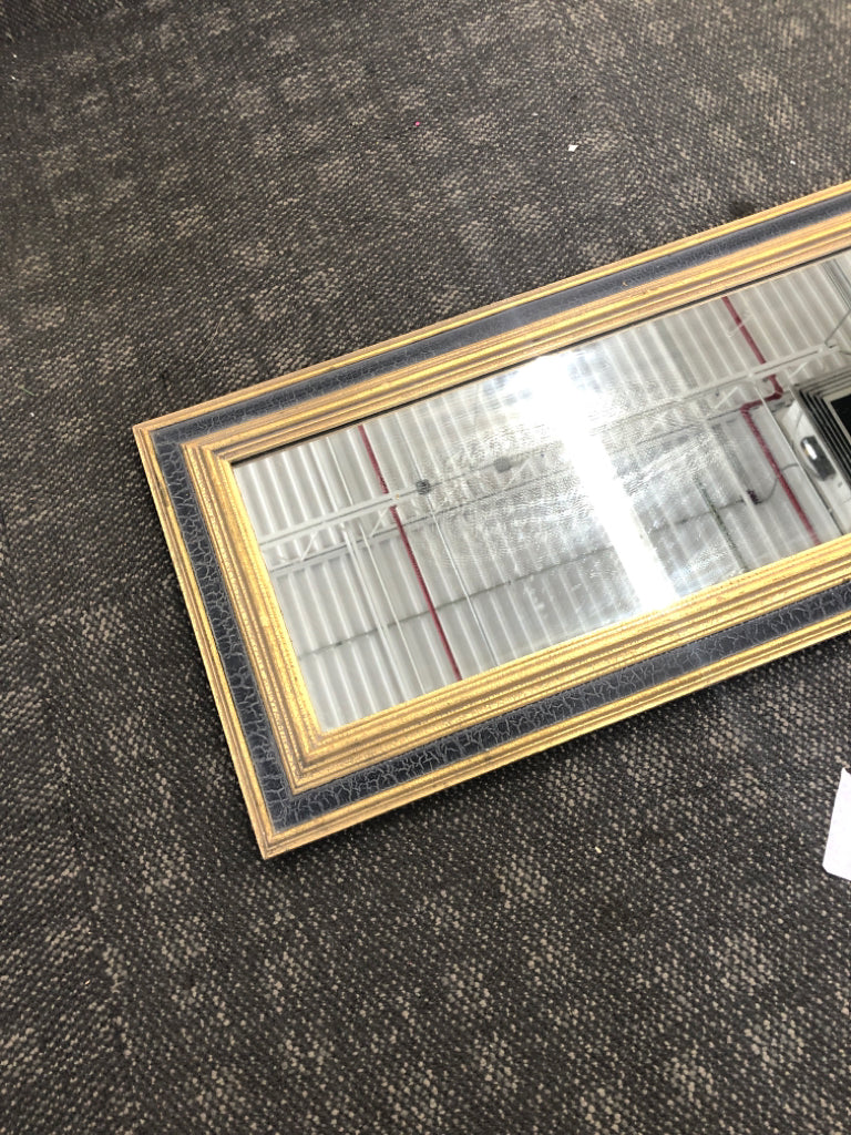 GOLD/BLACK CRACKLE RECTANGLE MIRROR.