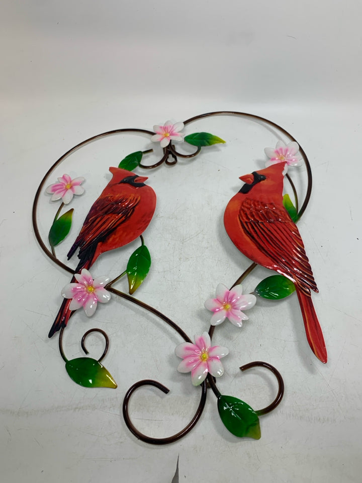 HEART SHAPED DOUBLE CARDINAL WALL HANGING.