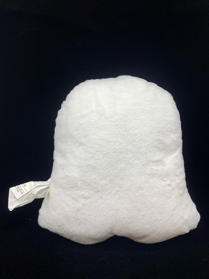 WHITE FUZZY GHOST PILLOW.