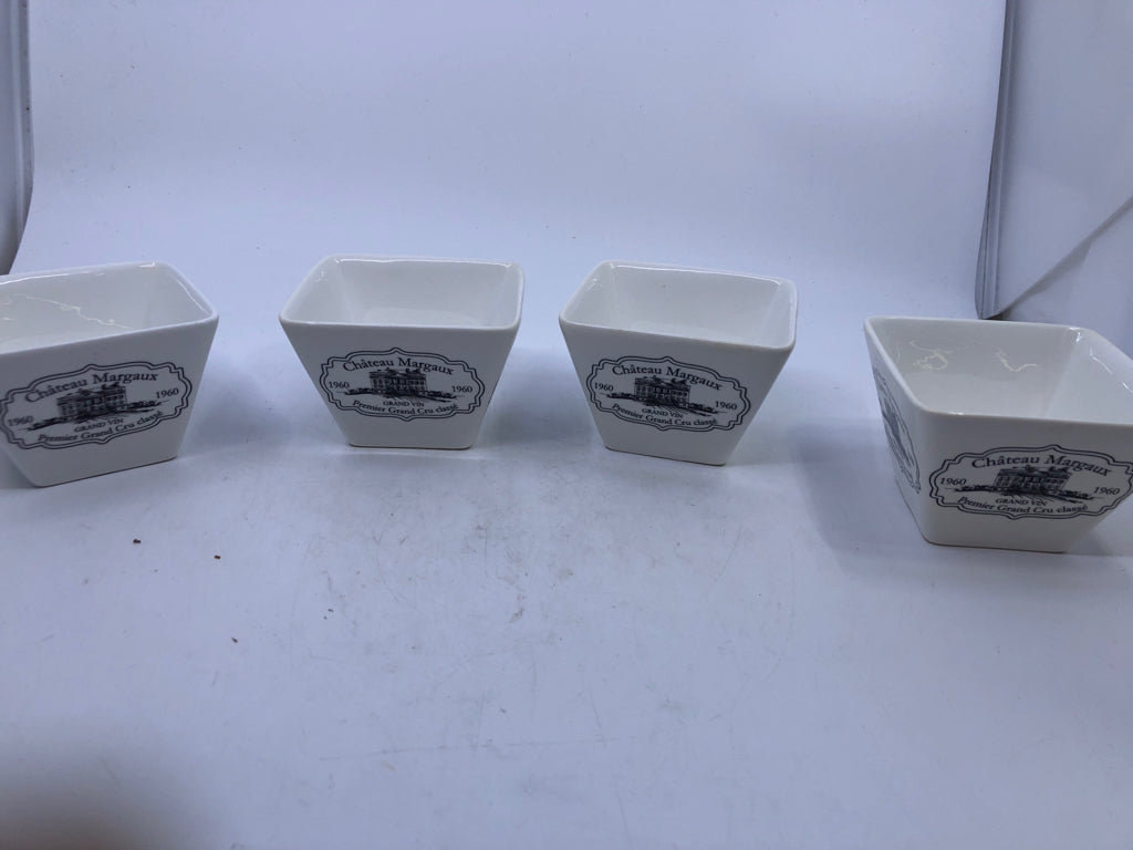 4 SMALL SQUARE CHATEAU BOWLS.