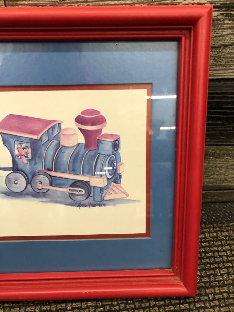 RED FRAME TRAIN CHILDREN'S WALL HANGING.