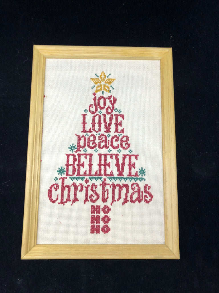 JOY EMBROIDERED IN BLONDE FRAME WALL DECOR.