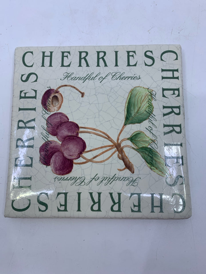 CHERRIES CERAMIC TRIVET.