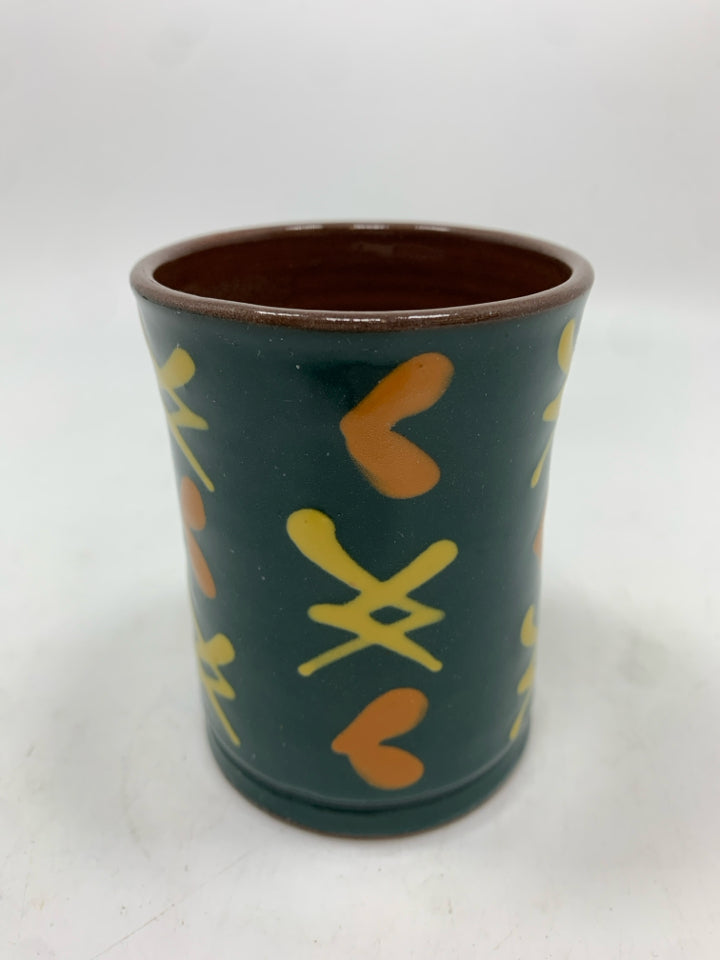 ORANGE HEART TERRA COTTA CUP.
