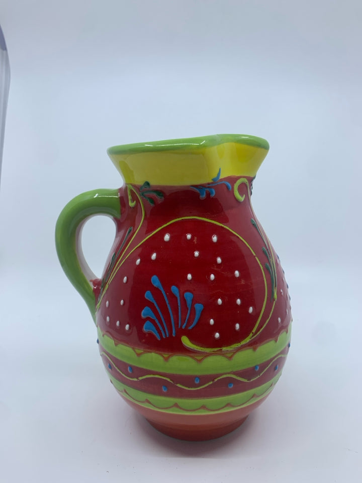 COLORFUL RED GREEN PITCHER.