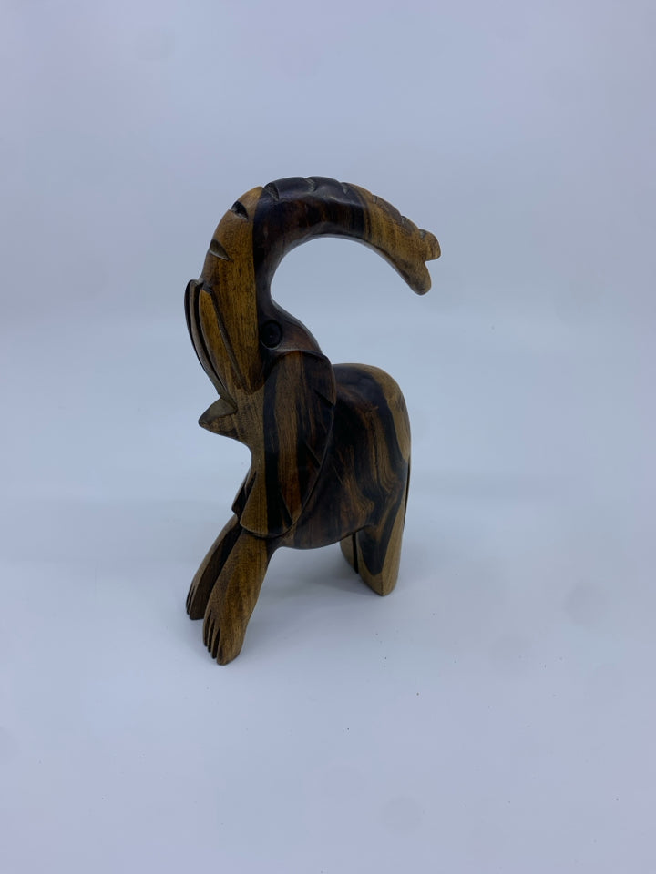 WOOD TWO TONED ELEPHANT FIGURE.