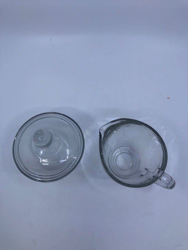 2PC GLASS CREAMER AND SUGAR.