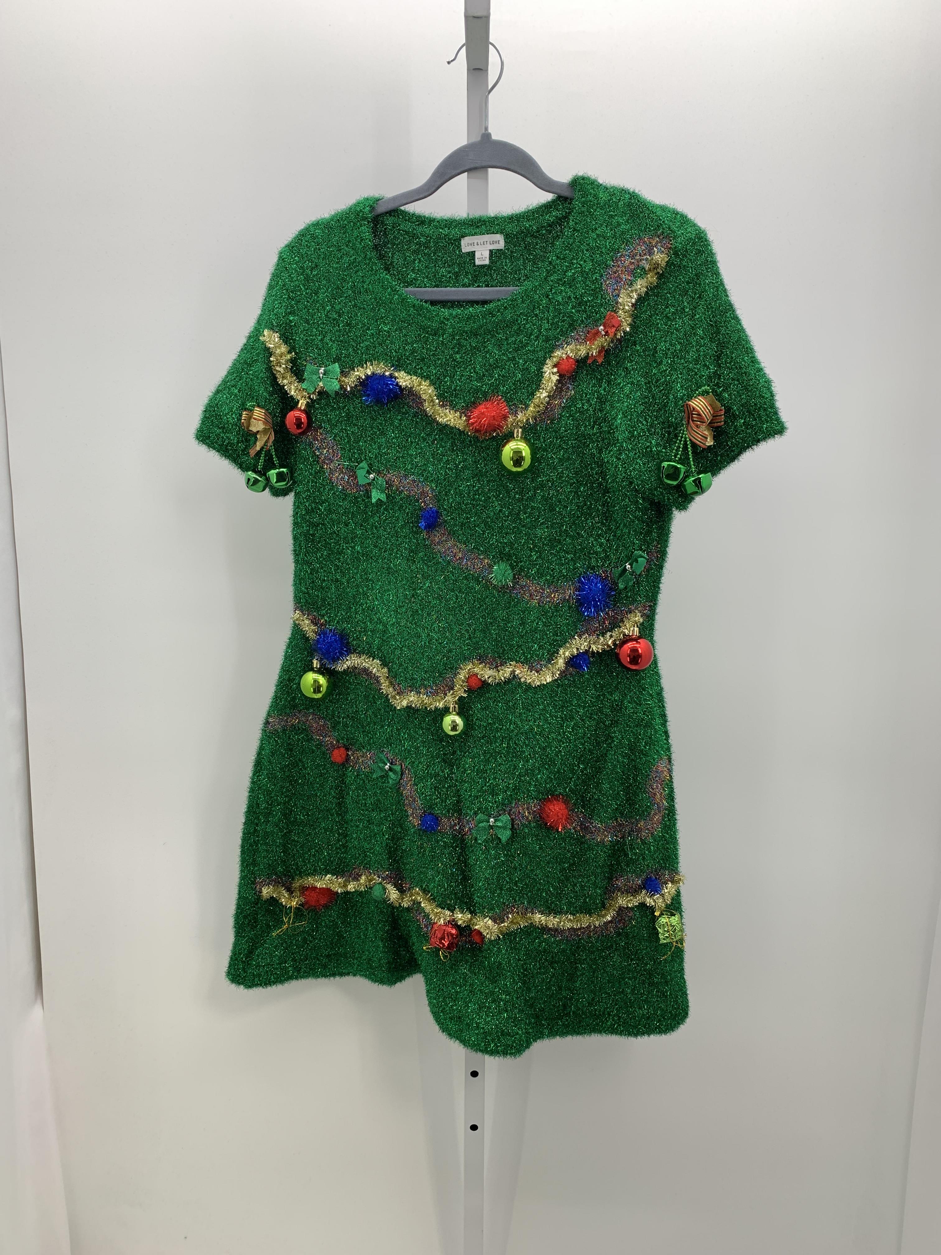 SHORT SLV XMAS TREE DRESS.