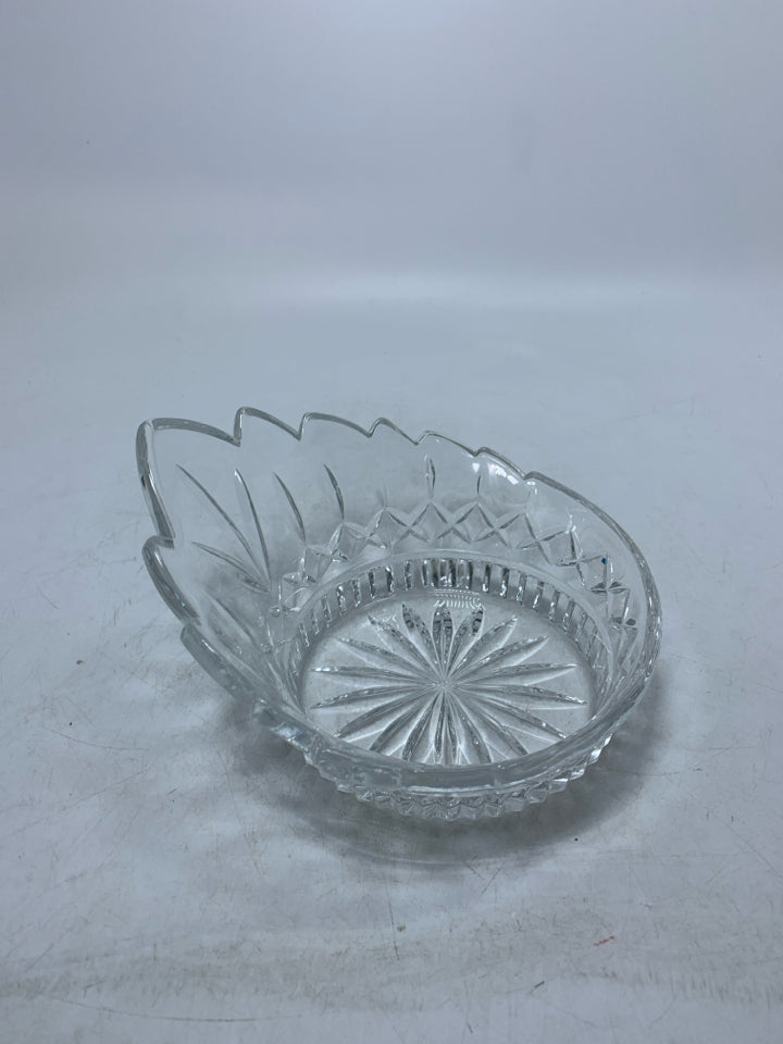 CRYSTAL BOWL W/ ONE SIDED FLARE.