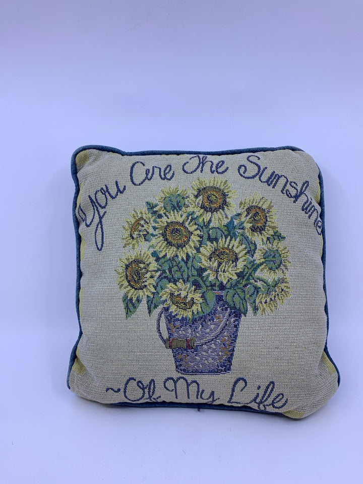 YOU ARE THE SUNFLOWER BLUE PILLOW.