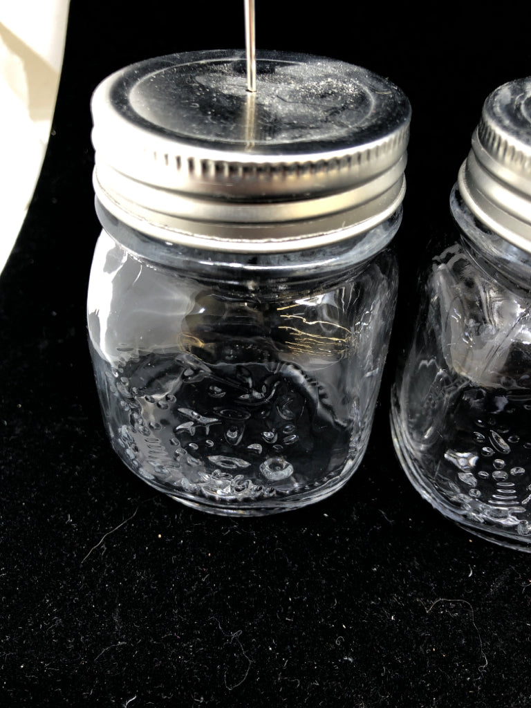 6 SMALL MASON JAR PHOTO CLIP HOLDERS.