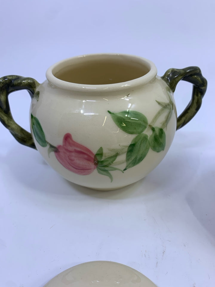 VTG PINK FLOWER CREAM & SUGAR SET FRANCISCAN.
