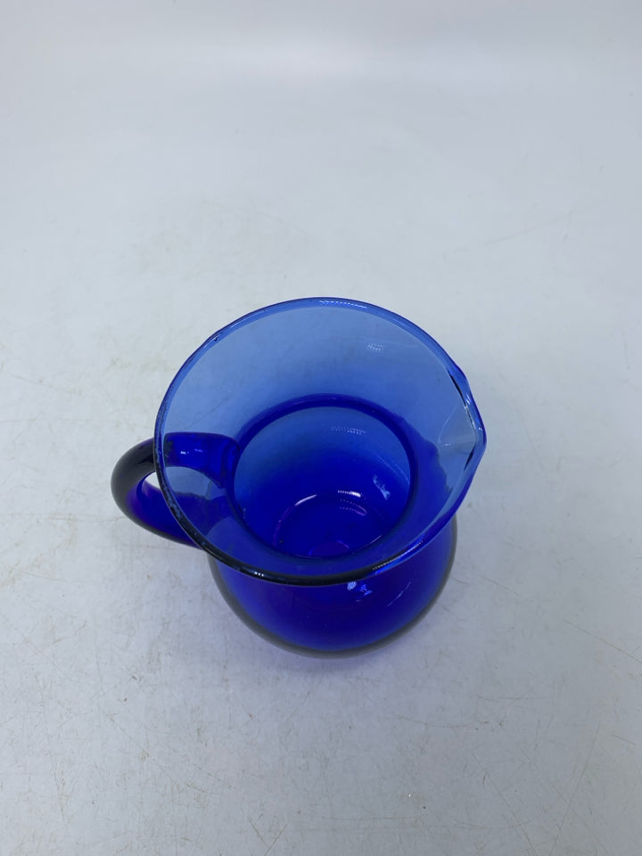 COBALT BLUE GLASS PITCHER.