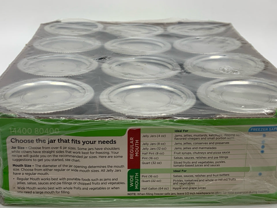 NIB 12PK BALL MINI JELLY JARS.