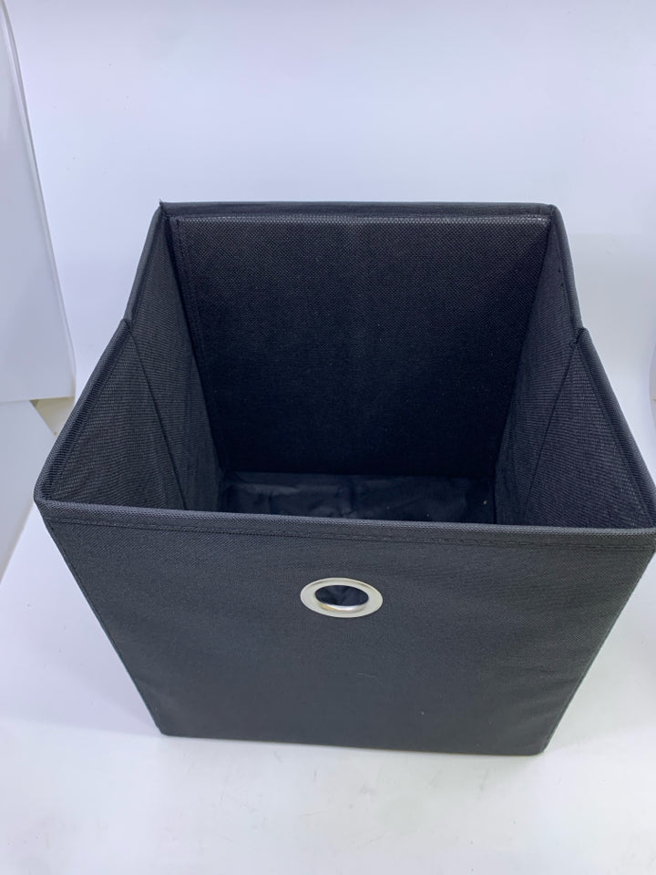 BLACK CANVAS FABRIC STORAGE BIN.