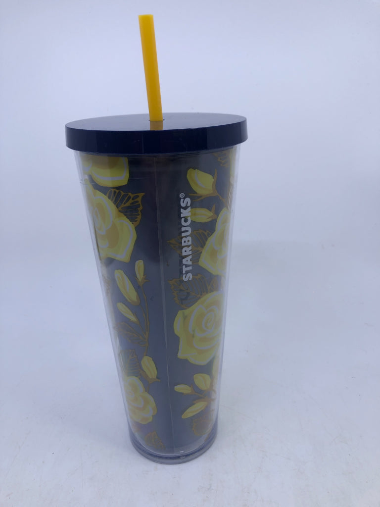 YELLOW ROSES STARBUCKS TUMBLER.