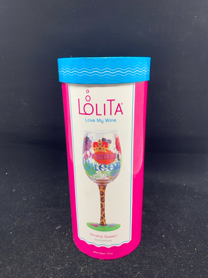 NIB LOLITA DRAMA QUEEN WINE GLASS.