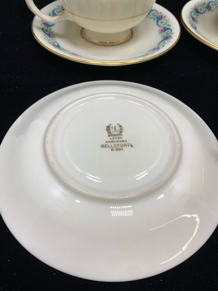 8PC FLORAL TEACUPS & SAUCER SERVICE FOR 4.