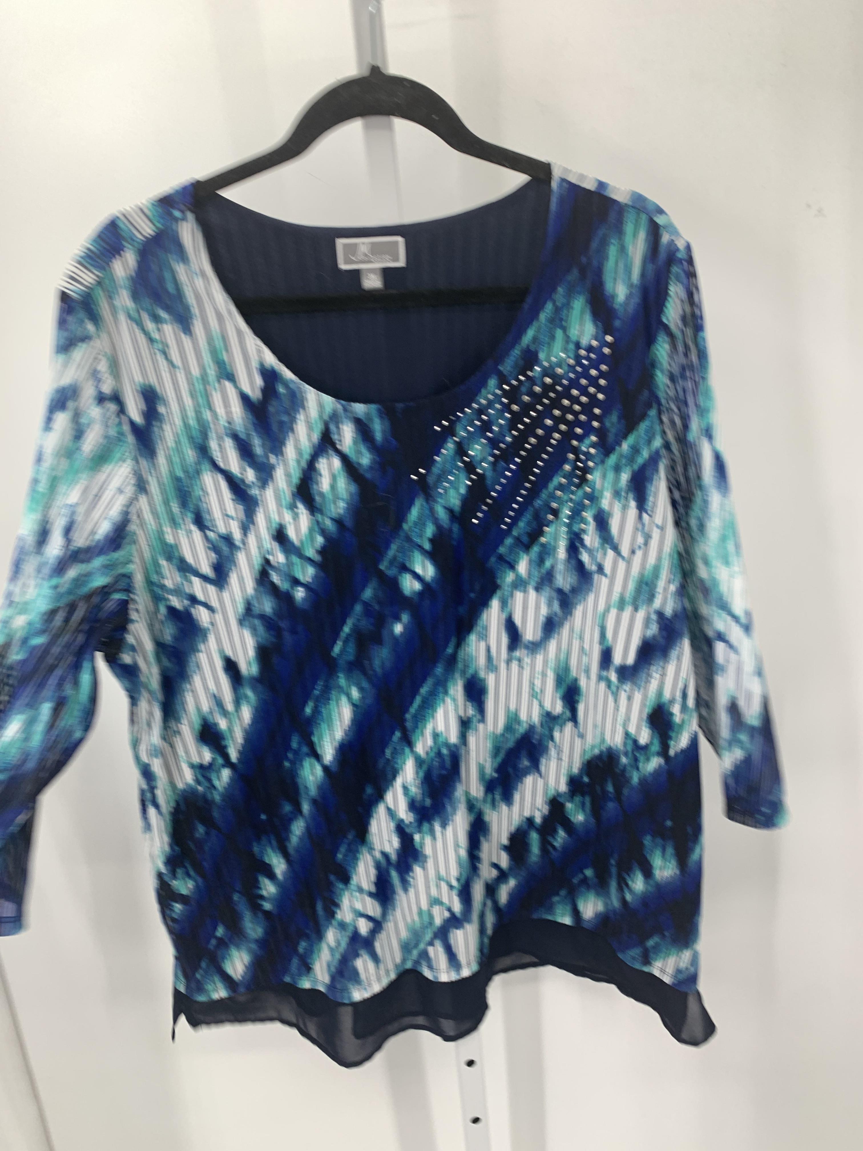 JM Collection Size 3X Womens 3/4 Sleeve Shirt