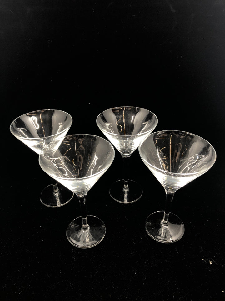 4 MARTINI GLASSES.