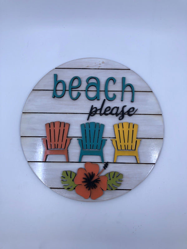WOODEN BEACH PLEASE WOOD WALL HANGING.