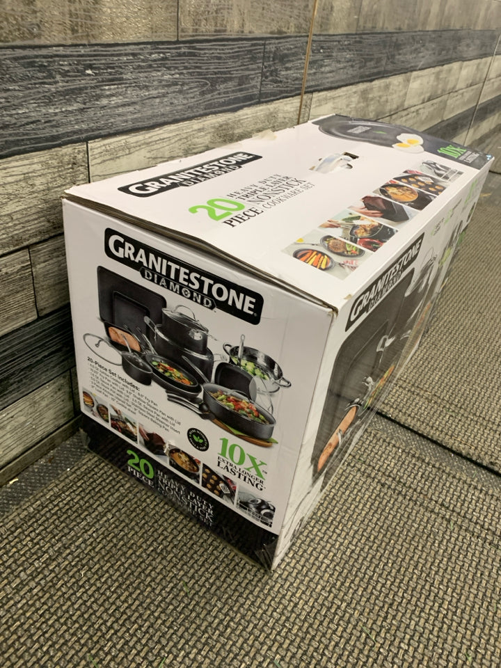 NIB 20PC COOKWARE SET - GRANITESTONE.