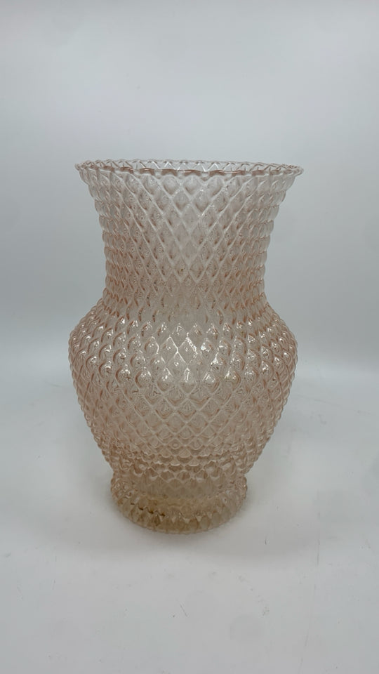 PINK BUBBLE GLASS VASE.
