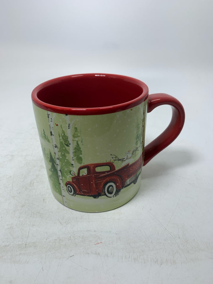 RED TRUCK W/ BIRCH TREES MUG.
